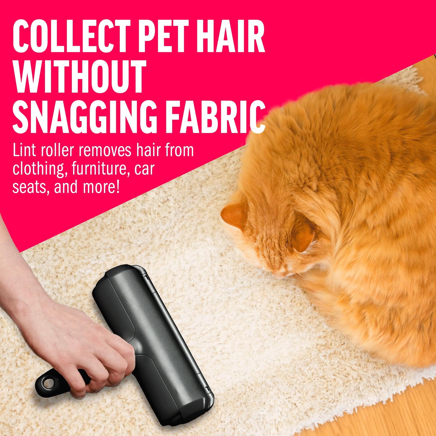 Pet Hair Remover Reusable Lint Roller, Black