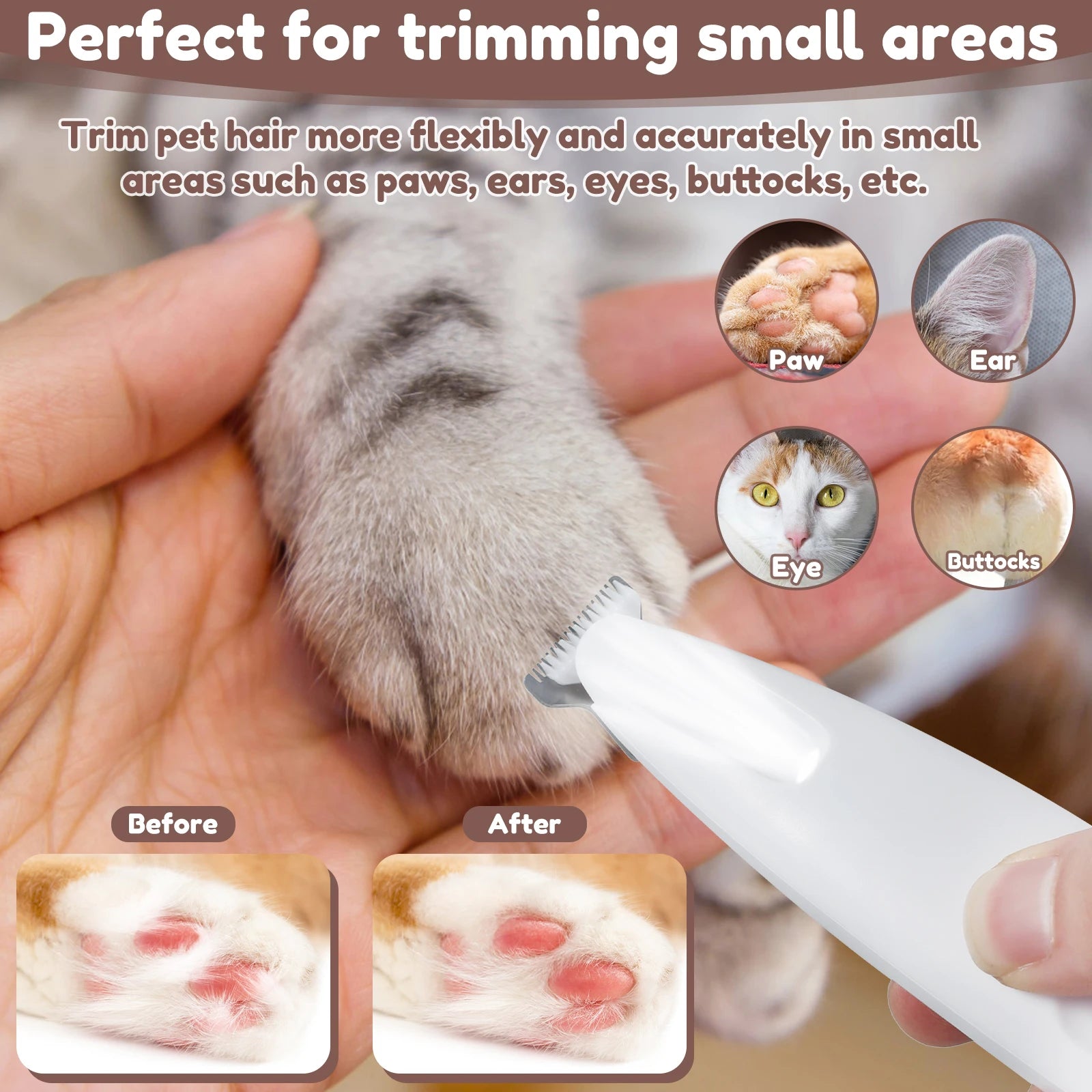 Pet Foot Shaver Cat Shaving Electric Pusher Dog Trimming Foot Hair Shaving Electric Pusher for Dog Grooming Kit