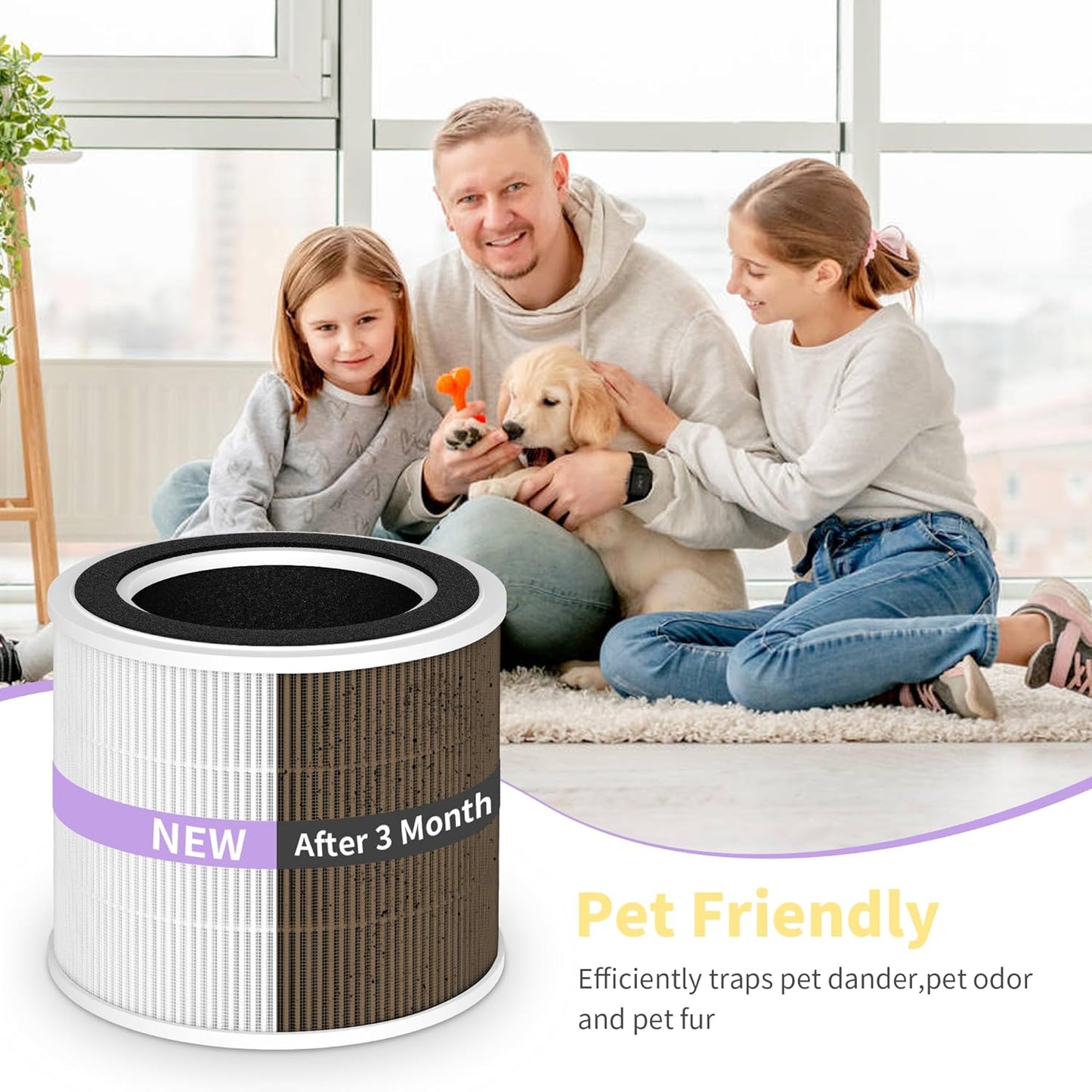 2 Packs AP100-A/B Air Filter Compatible with Aromaroom AP100-A White / AP100-B Black Air Cleaner Purifier,2 Packs 3-In-1 AP100-A Replacement Filters and Extra 8 Packs Aroma Pads (Not-For-Ap103-A)