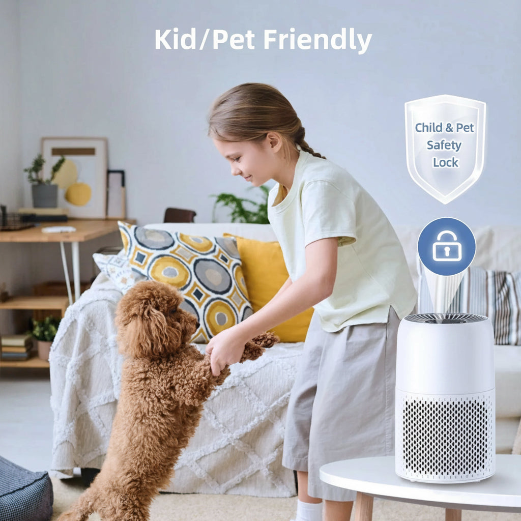 Hepa Portable Air Purifier for Bedroom Home Pets, Small Air Cleaners Purify for Allergy with RGB Light