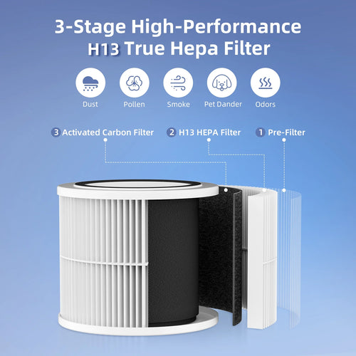 Hepa Portable Air Purifier for Bedroom Home Pets, Small Air Cleaners Purify for Allergy with RGB Light