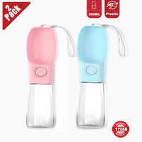 2 Pack Dog Water Bottles, 12Oz Leak Proof Portable Pet Water Dispenser for Outdoor Walking, Hiking, Travel (Blue & Pink)