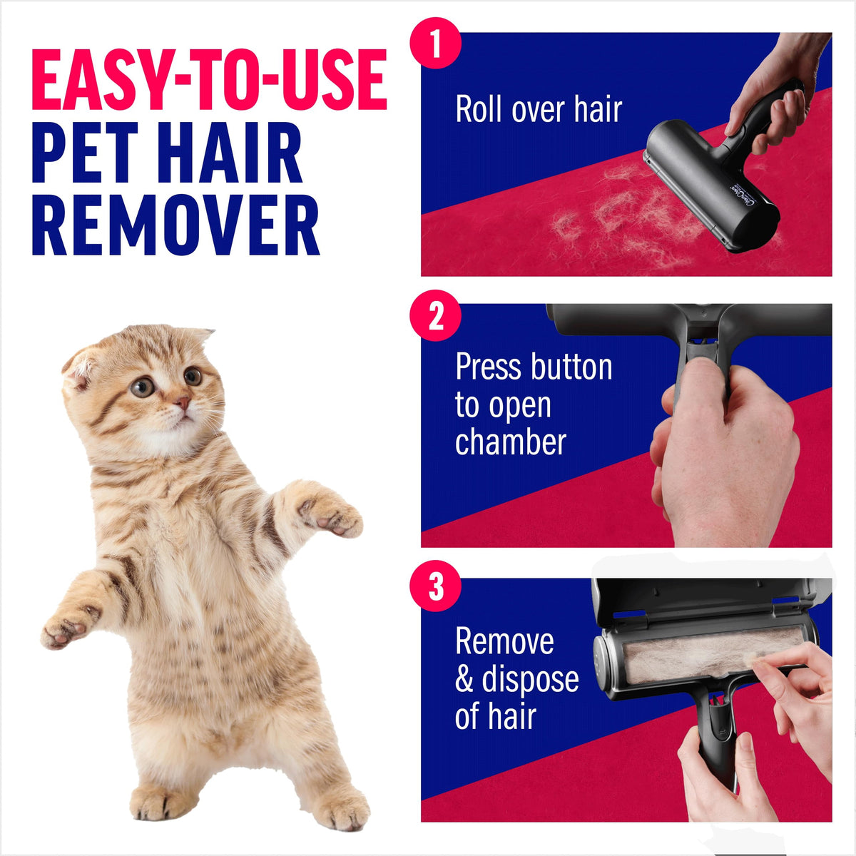 Pet Hair Remover Reusable Lint Roller, Black