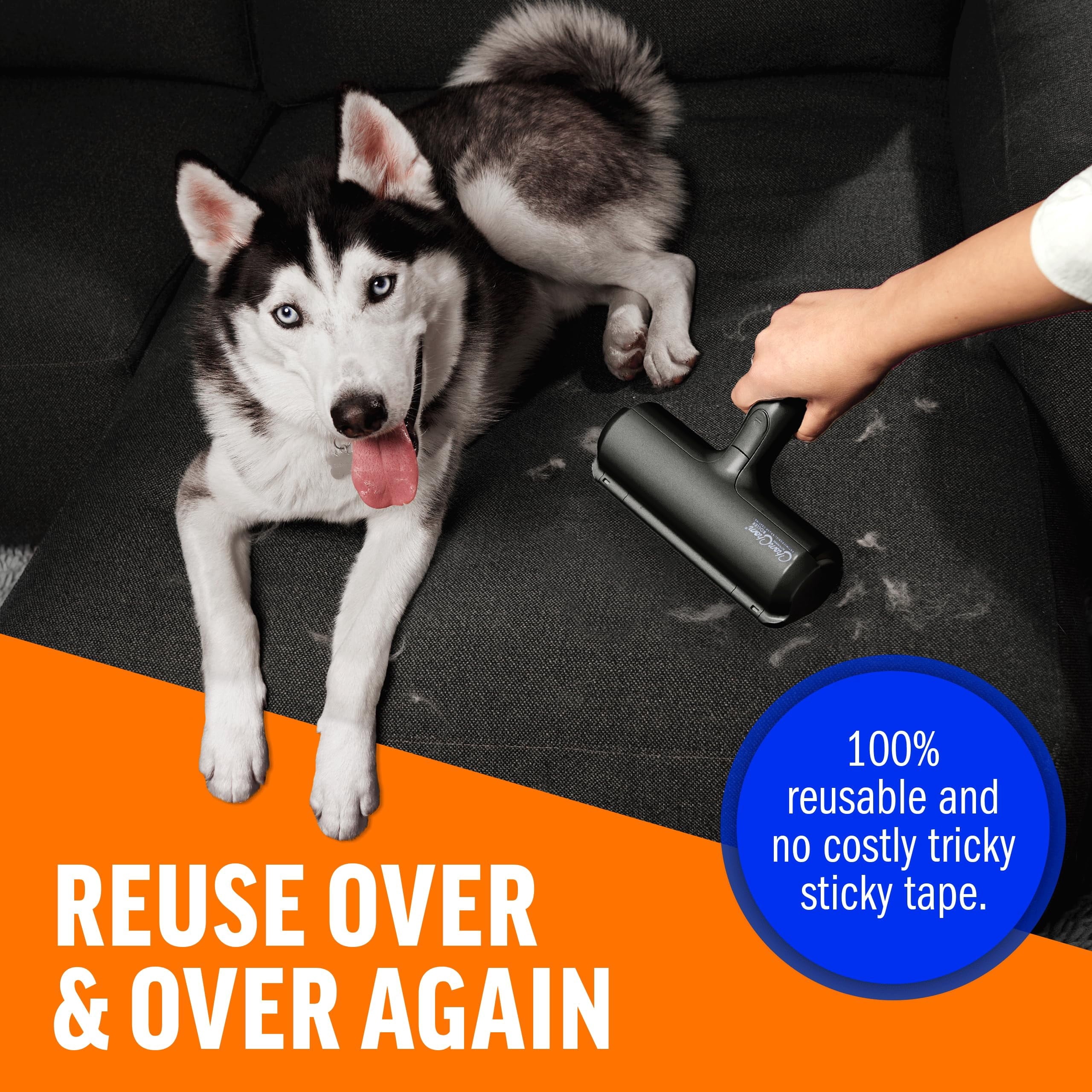 Pet Hair Remover Reusable Lint Roller, Black
