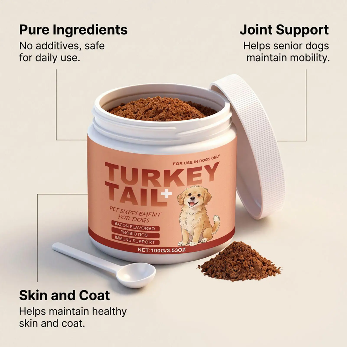 Dog Supplements 100G Skin Dryness Itching Relief Puppy Health Care Supplies Skin and Coat Dog Supplements for Small Medium Large