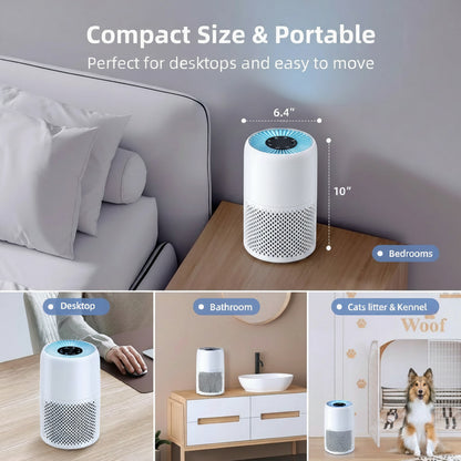 Hepa Portable Air Purifier for Bedroom Home Pets, Small Air Cleaners Purify for Allergy with RGB Light
