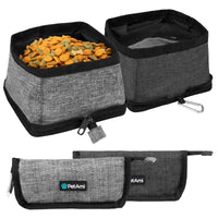 Collapsible Dog Bowls 2 Pack, Food and Water Bowls Travel Set, Portable Pet Dish No Spill, Foldable Lightweight BPA Free Leakproof Bowls, Camping Hiking Walking Outdoor Gear Accessories, Gray