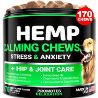 Hemp Calming Chews for Dogs Advanced Dog Calming Chews 170 Treats Anxiety Relief Treats Hemp Oil Separation Aid Stress Hip and Joint Supplement for Canine Health Support Beef Flavor
