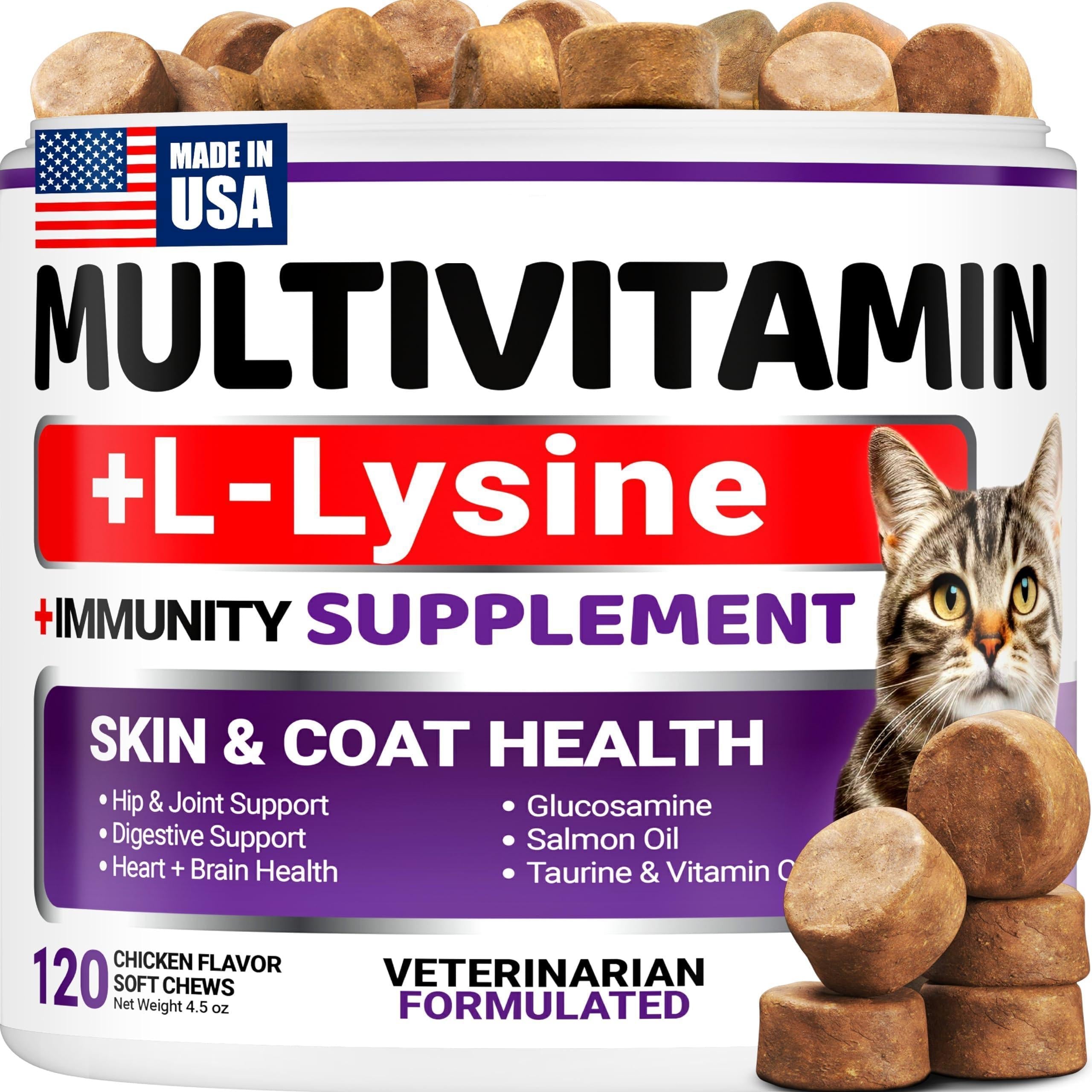 Cats Multivitamin Chewable Hip Joint Support Immune Health Skin Heart Digestion Probiotics