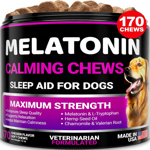 Melatonin Calming Chews for Dogs 170 Chews Dog Stress and Anxiety Relief