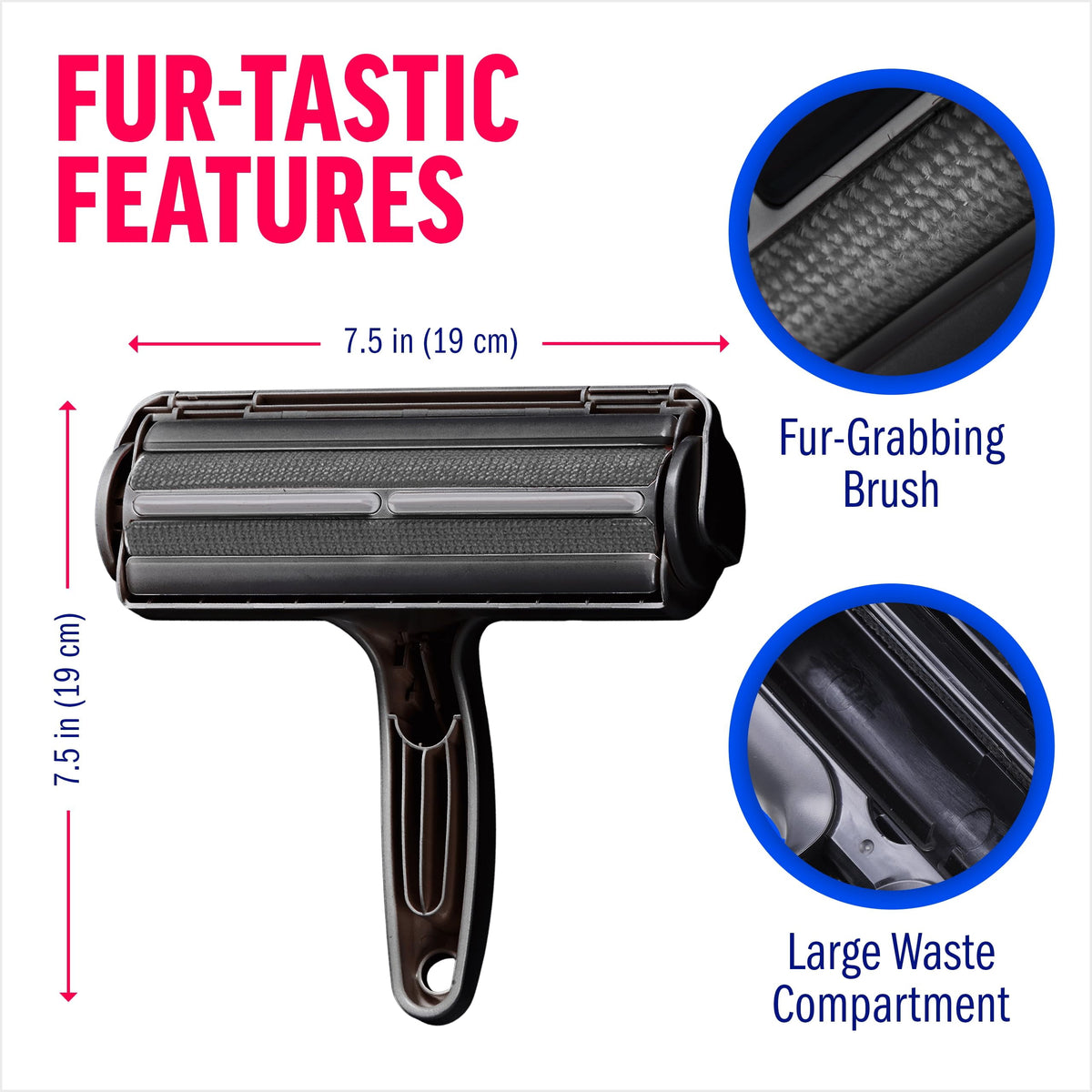 Pet Hair Remover Reusable Lint Roller, Black