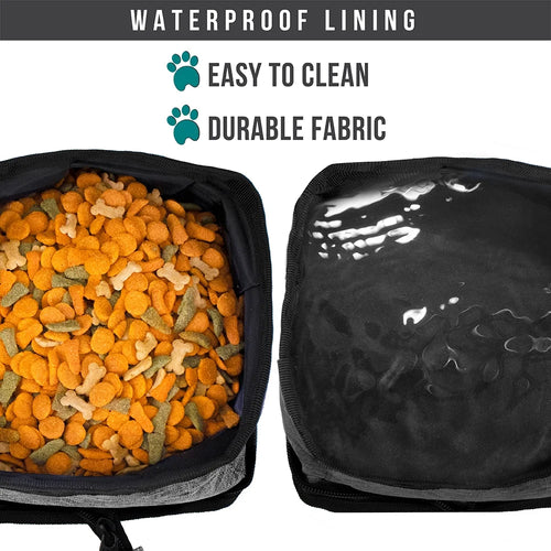 Collapsible Dog Bowls 2 Pack, Food and Water Bowls Travel Set, Portable Pet Dish No Spill, Foldable Lightweight BPA Free Leakproof Bowls, Camping Hiking Walking Outdoor Gear Accessories, Gray