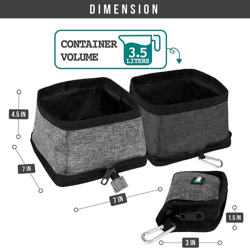 Collapsible Dog Bowls 2 Pack, Food and Water Bowls Travel Set, Portable Pet Dish No Spill, Foldable Lightweight BPA Free Leakproof Bowls, Camping Hiking Walking Outdoor Gear Accessories, Gray