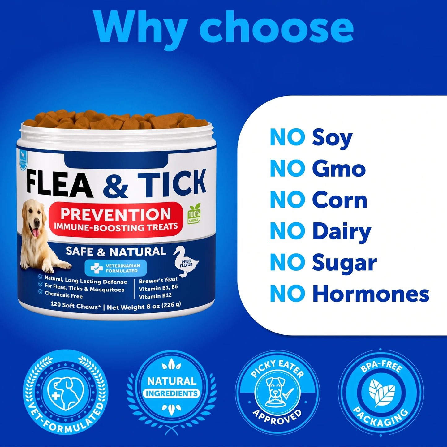 Flea and Tick Prevention for Dogs Chewables Natural Flea Treatment