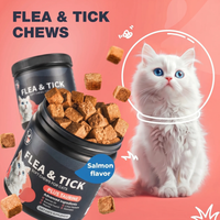 Flea Support Chews for Cats Salmon Flavor Flea and Tick Supplement for Cats Daily Oral Cat Flea and Tick Treatment Chews Soft Treats for All Breeds & Ages