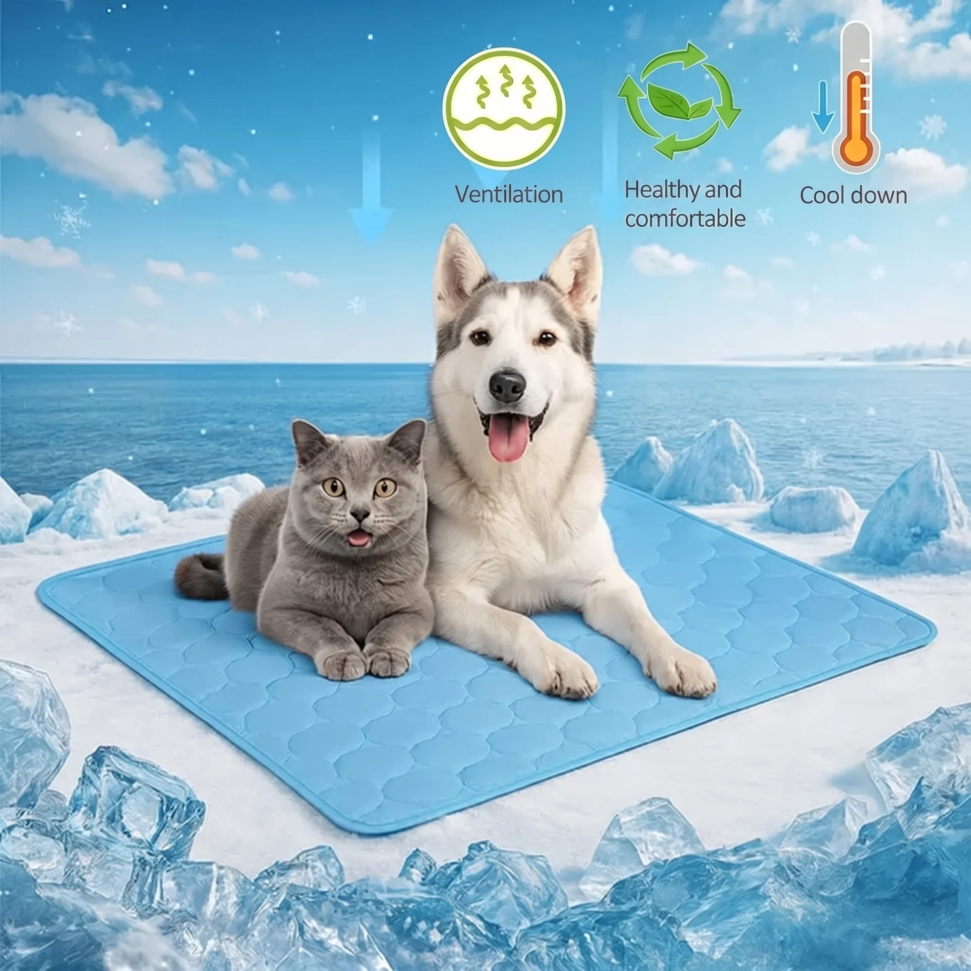 Dog and Cat Cooling Mat Summer Pet Cold Bed. Pet Accessories Ice Pad Blanket
